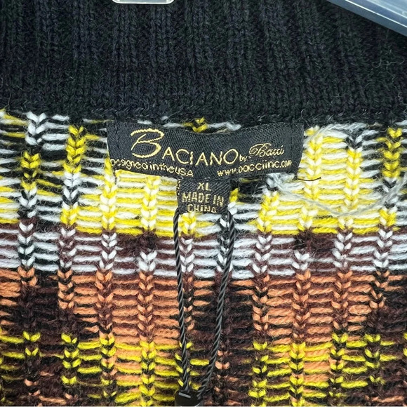 Baciano Open Knit Geometric Waterfall Cardigan Boho Southwestern Fair Isle Retro - Picture 5 of 12